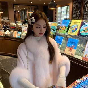 2025秋冬富贵小富婆毛领呢子大衣百搭时尚减龄毛呢外套