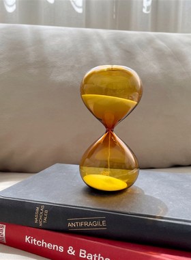 复古焦茶色玻璃沙漏计时器15分钟创意摆件客厅桌面家居装饰品礼物