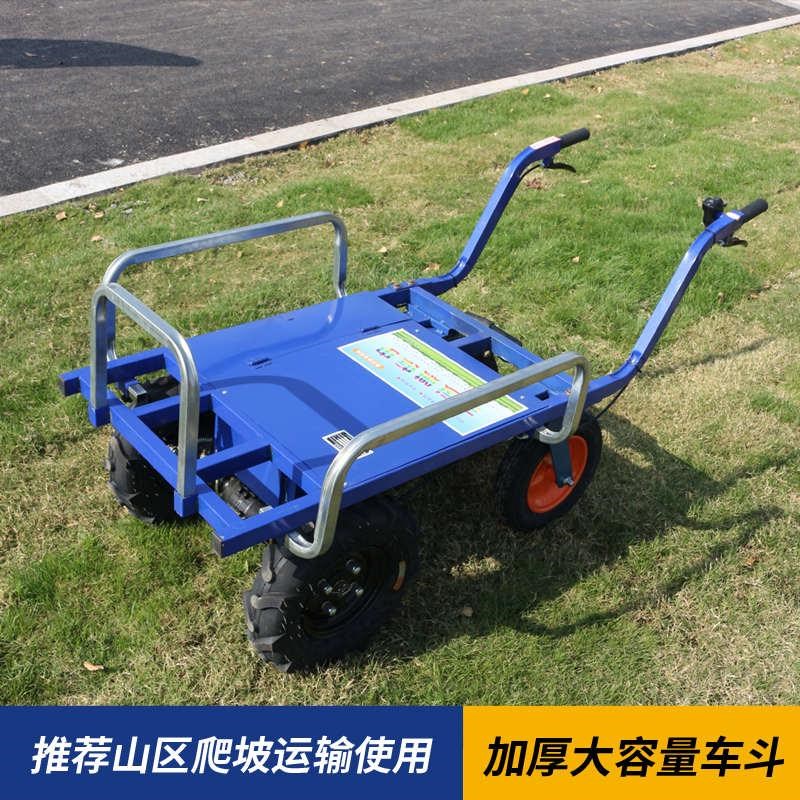 电动鸡公车果园爬坡农用四轮手推车家用养殖种植工地搬运小推粪车