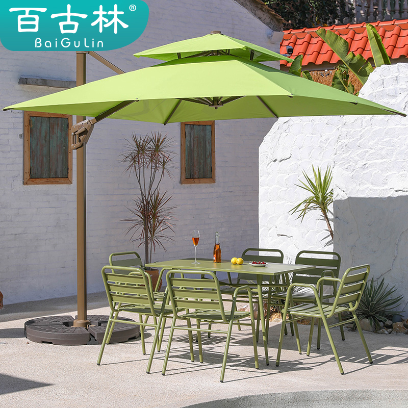 百搭户外桌椅带伞庭院咖啡厅全铝椅子露天简约现代奶茶店室外家具