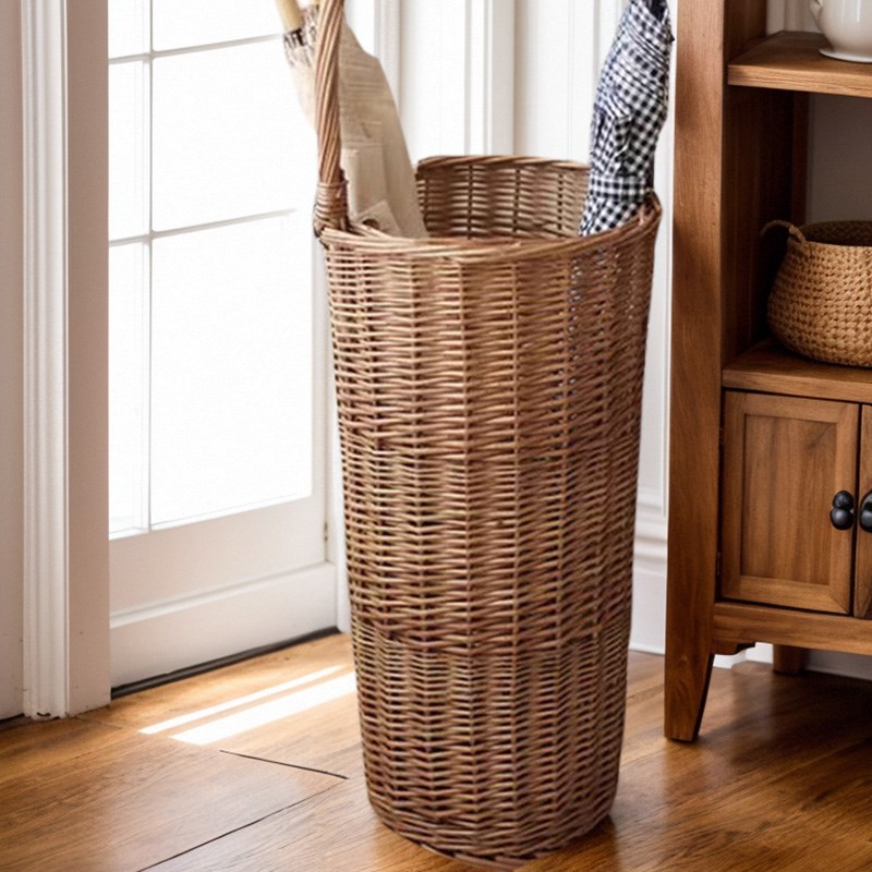 日式柳编雨伞收纳桶藤编编织手提收纳篮门口入户放伞桶放雨伞架子