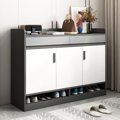 入门薄鞋柜家用储物柜玄关柜台柜子进门大容量收纳柜鞋架带高衣架