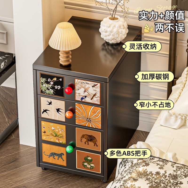 可移动沙发边柜中古风小边几茶几客厅复古多层桌子小推车床头柜
