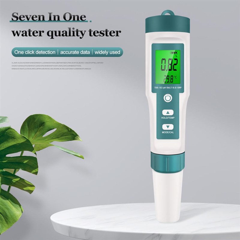 八合一水质检测笔PH/TDS/EC/盐度/SG/ORP/温度/H2便携7合 1测试笔