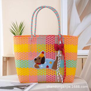 定制腊肠狗菜篮子编织包多巴胺野餐包大容量手提包通勤防水饭盒包