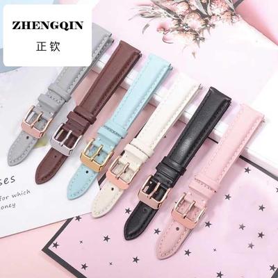 适用卡西欧同款真皮手表带LTP-1391/1094/1095/LTH-1060女粉色皮