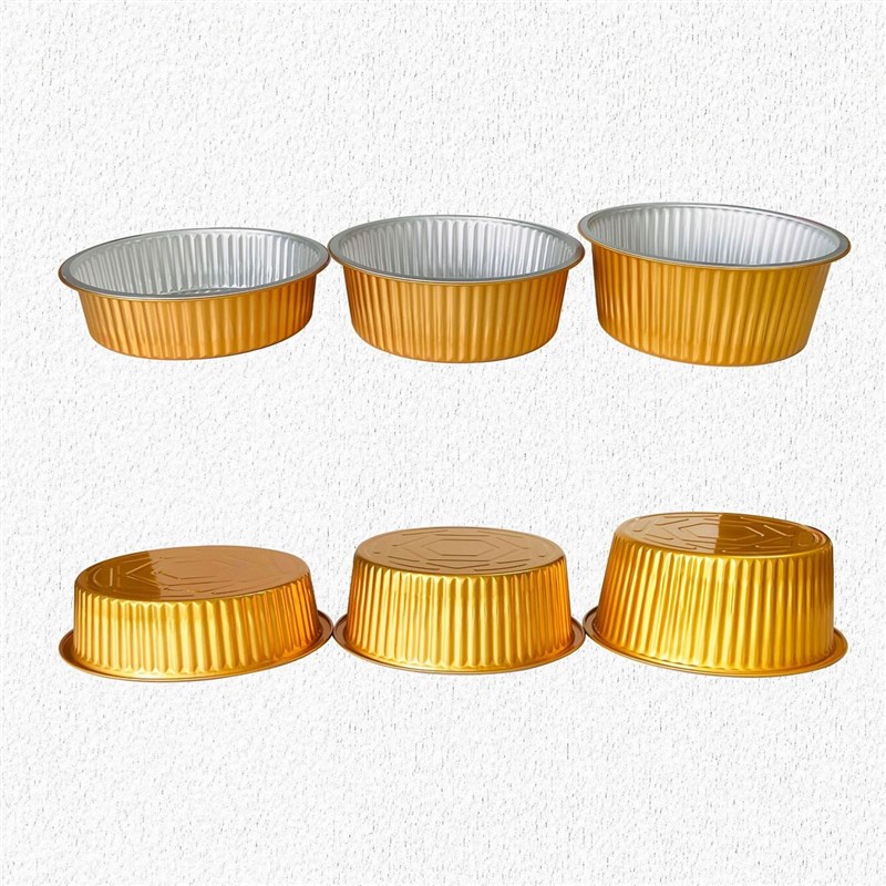 50套圆形2500/3000/3500ML金色麻辣龙虾干锅蟹外卖打包密封铝箔盒