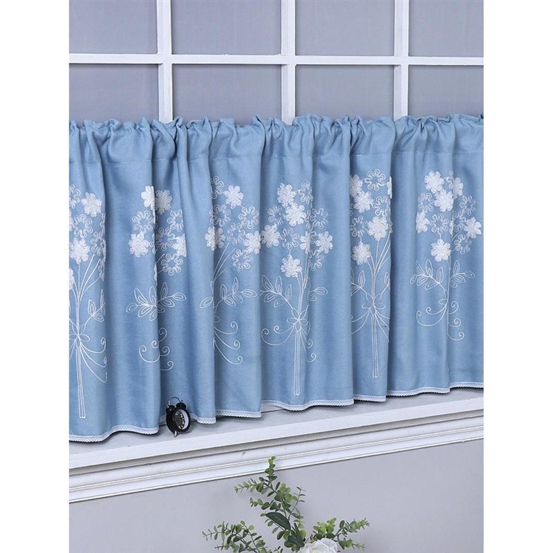XXP4小窗帘短窗迷你短款装饰帘卧室绣花半帘遮光小窗户门帘橱柜遮