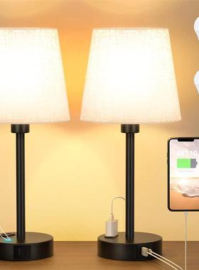 简约台灯卧室床头创意房间温馨浪漫触摸控制usba+c新款台灯