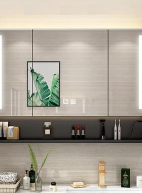 智能镜柜不锈钢led镜箱黑色镜柜开放架镜柜带灯发光镜柜支持非标