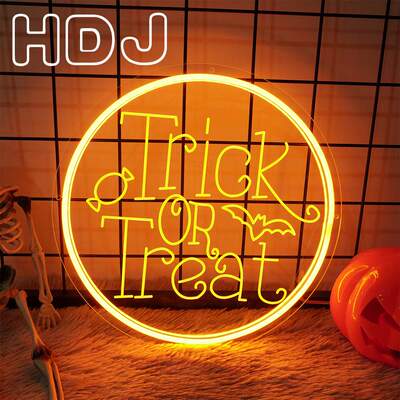 万圣节霓虹灯trick or treat捣蛋搞怪节日装饰灯雕刻发光字