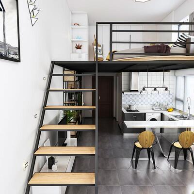 铁艺阁楼店铺隔层公寓复式二楼高架床仓储平台货架楼阁床吊床