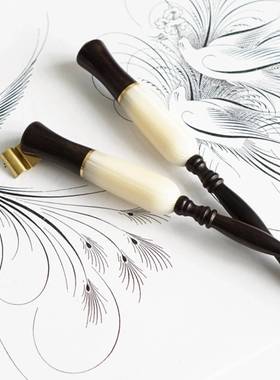 结衣英文书法黑白拼接复古实木蘸水笔杆直杆斜杆可调笔尖口径ESER