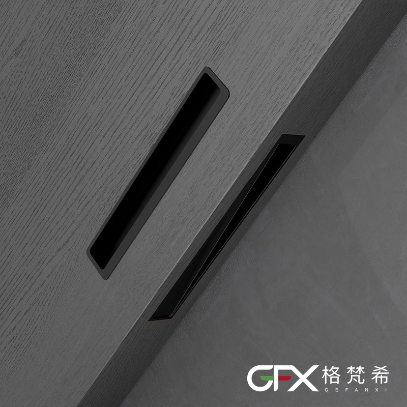 混搭风格推拉门口袋移门拉手隐形嵌入厨房门内嵌开槽趟门木门把手