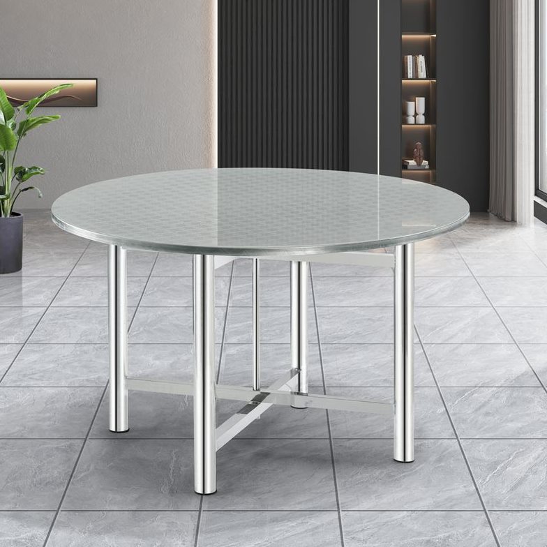 家用全餐台不锈钢摆摊露营野外简易桌面餐桌折叠圆形户外夜市便携