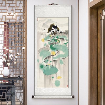 吴冠中江南水乡宣纸卷轴画名人名家字画中堂画书房茶室玄关装饰画