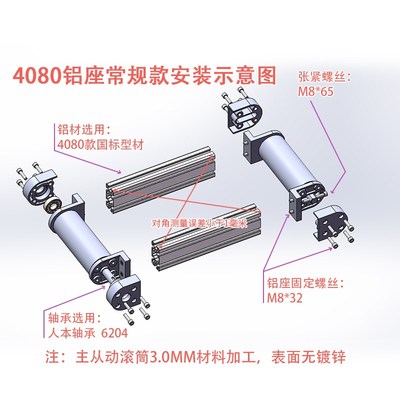 4080输送机流水线配件全套皮带线传送带动力滚筒头尾座传动滚轮轴