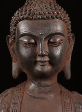 佛仿古衣摆坐像 中式铁饰文玩千复古收藏器 民俗怀旧陈设铁摆件纯