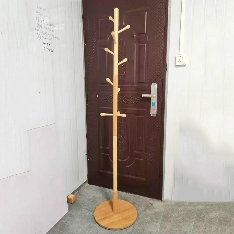 木质衣帽架榉木落地卧室内置物挂衣服架子家用单杆立式简易挂包架