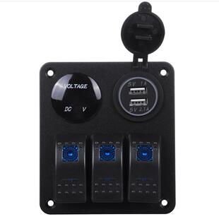 工厂直销3组off 船舶游艇用 on摇臂开关控制面板USB电压汽车改装