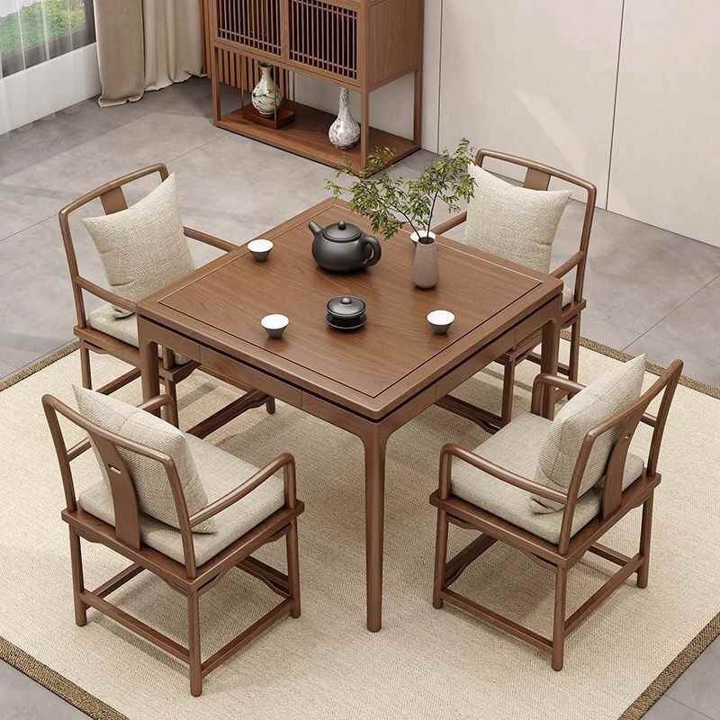 【折扣店】新中式客厅八仙桌实木正方形棋牌桌茶桌扑克牌家用多功