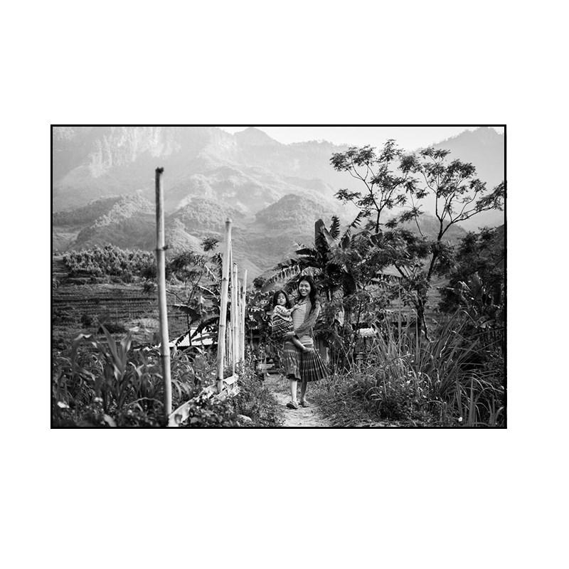 越南风景装饰画饭店包厢黑白老照片挂画火锅店怀旧风集市街景壁画图片
