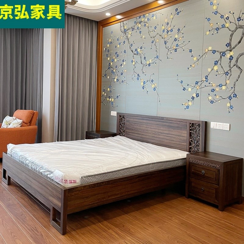 新中式双人床主卧黑檀家具爱里古夷苏木1.8米婚床君合宋檀风格床