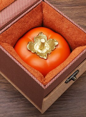 黄铜柿子摆件事事如意客厅电视柜新婚暖房新家乔迁开业装饰品礼物