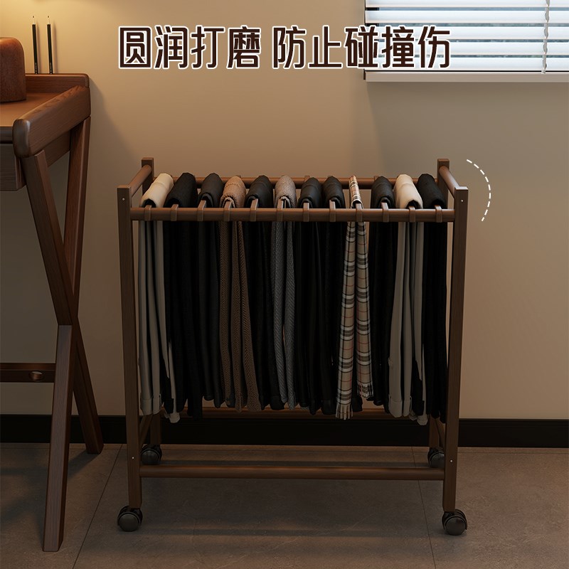 落地裤子衣架收纳架神器实木可移动裤架无痕挂衣架裤夹整理裤挂架