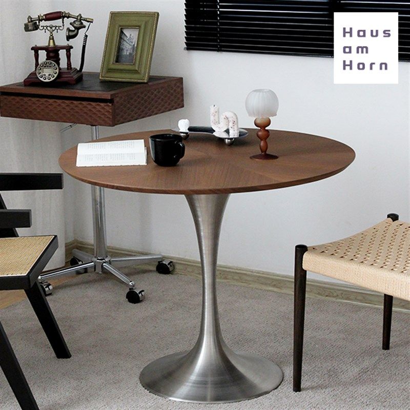 号角屋-定格圆桌 黑胡桃拼花轻奢包豪斯北欧饭厅小户型圆餐桌,住宅家具,板木餐桌,淘宝优惠券,粉丝福利购,淘宝优惠卷