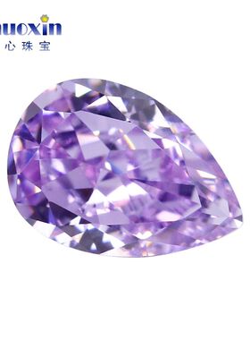 梨形冰花切紫红色锆石裸石 水滴形高碳钻镶嵌戒指项链爆闪主石钻