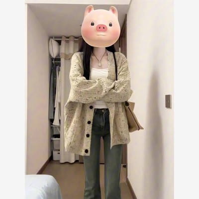 慵懒风覆古长袖针织开衫