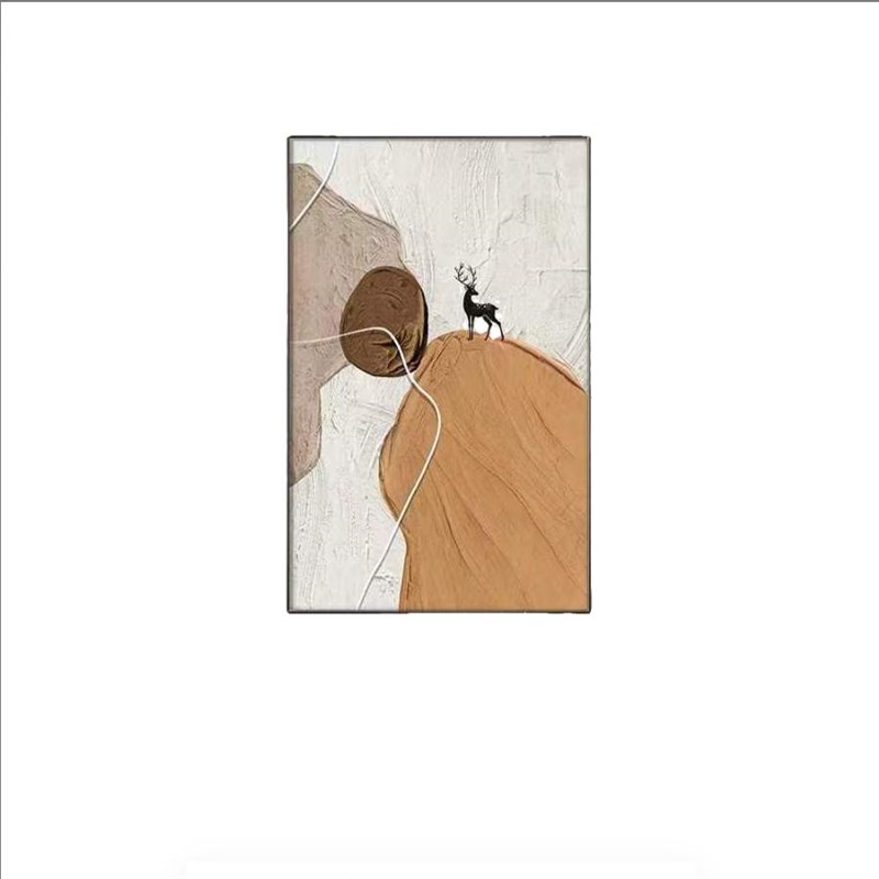 客厅抽象装饰画轻奢奶油风艺术挂画北欧沙发背景墙画福鹿玄关挂画图片