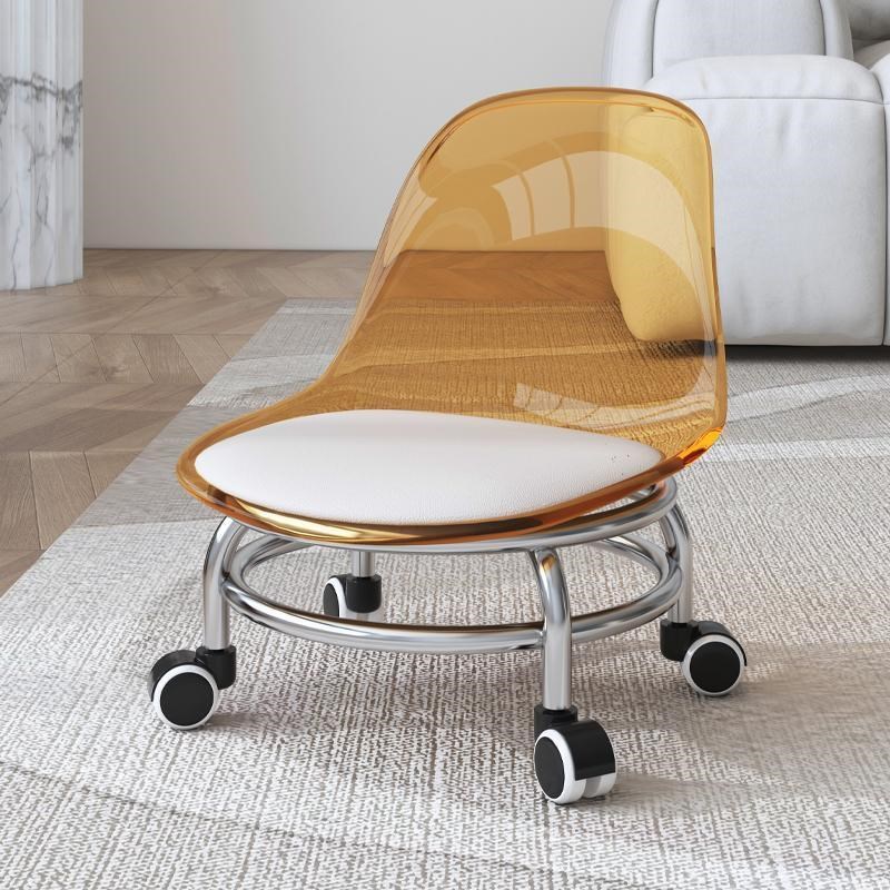 带万向轮学步透明小凳子滑轮矮凳家用懒人旋转小椅子网红板凳