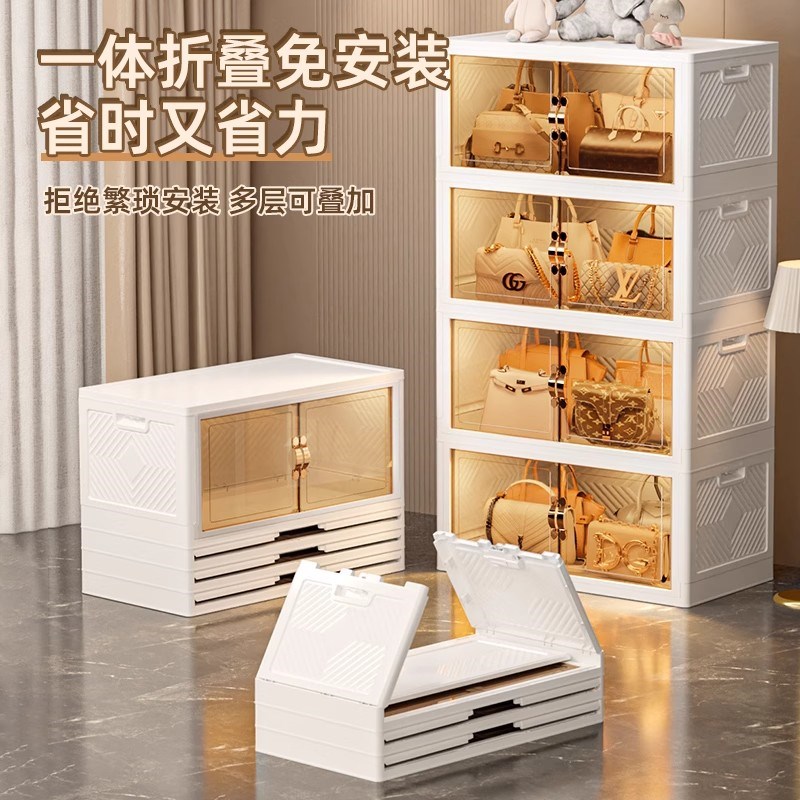 展示架透明收纳柜家用存放盒柜子包包装放包包的置物架子落地神器