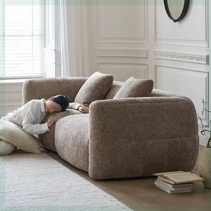 客厅大白沙发小户型法式复古棕色奶油风别墅大平层布艺沙发