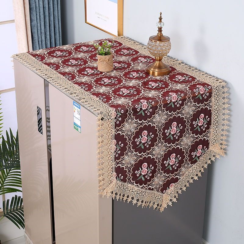 冰箱防尘盖布顶部散热型欧式美式蕾丝盖巾对开门双开门冰箱巾盖布