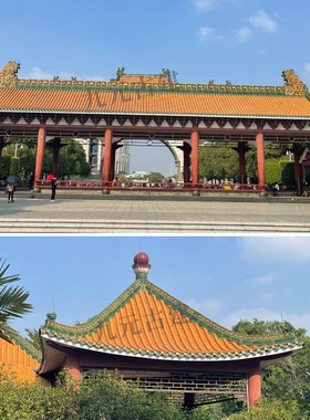 别墅屋顶黄色琉璃瓦古建瓦寺庙瓦庙宇瓦屋顶瓦农村围墙仿古屋檐瓦