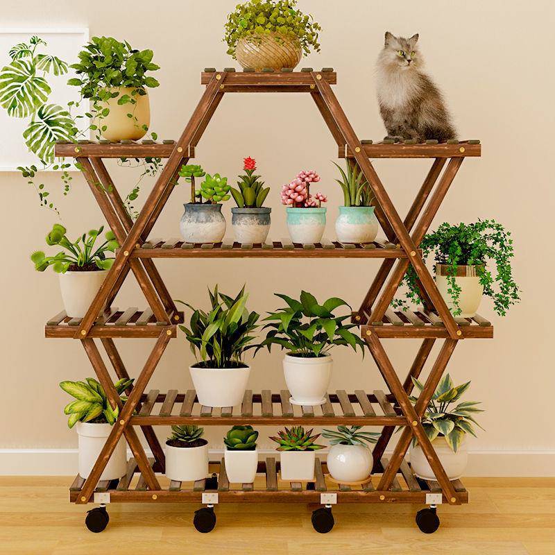 【折扣价】实木多肉花架客厅绿萝花盆架子阳台室内落地式多层置物