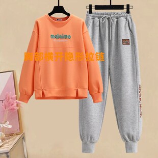 产后加绒卫衣母乳衣长袖 辣妈款 哺乳两件套 哺乳衣外出套装 2023秋季