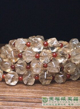 天然白水晶手串八棱随型高配珠清代项链念珠勒子管珠高古水晶手链