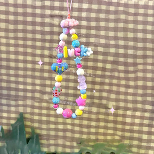 原创lucky爱心串珠手机链奶油ccd挂件包包装饰链条挂饰闺蜜礼物