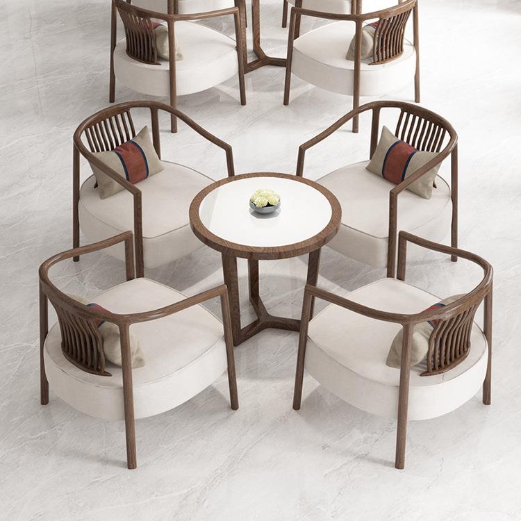 新中式售楼处部洽谈桌椅组合轻奢家具名宿酒店大堂接待一桌四椅