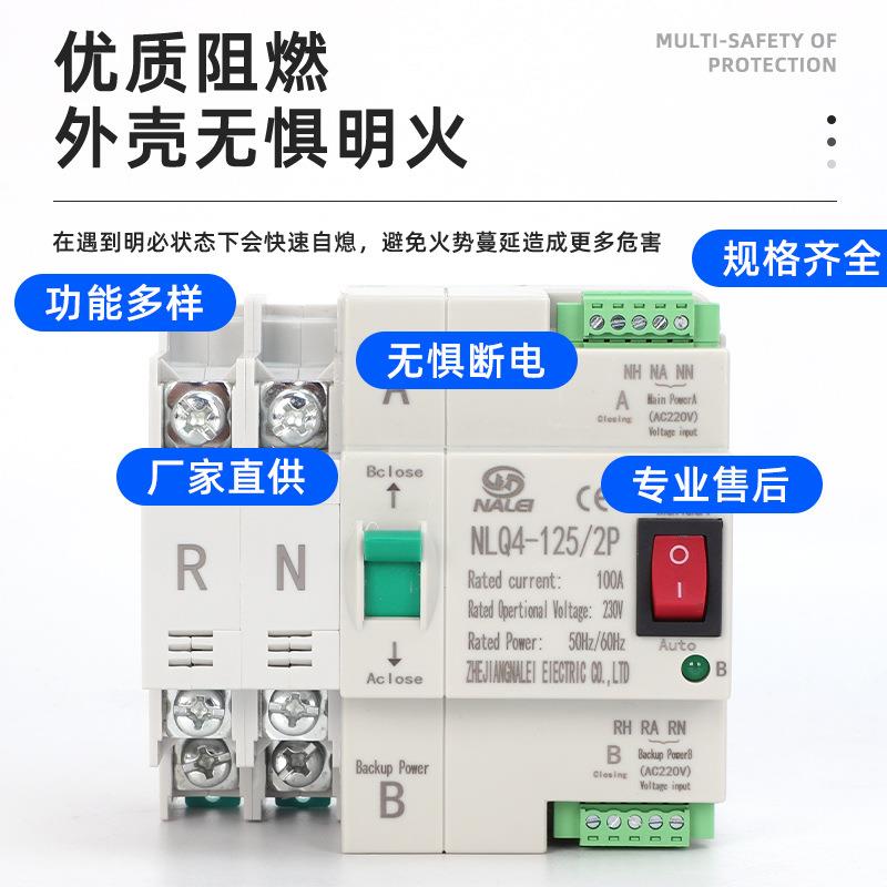 英文毫秒级切换不断电双电源自动转换开关NLQ4-125/2P3P4P100A63A