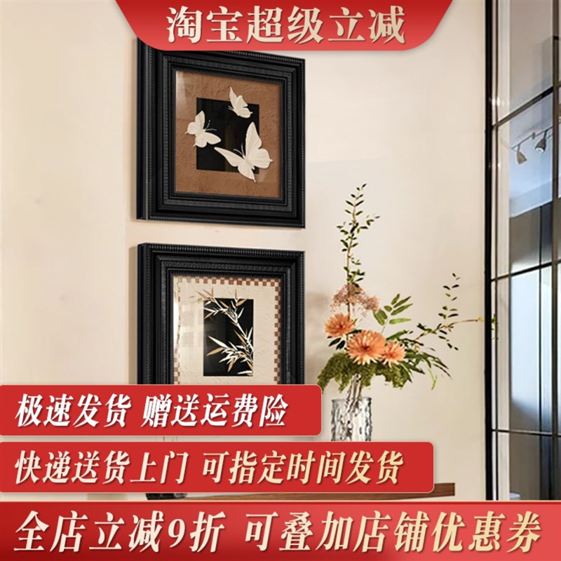 中古风玄关挂画高级感客厅装饰画复古走廊尽头过道花卉小众艺术壁图片