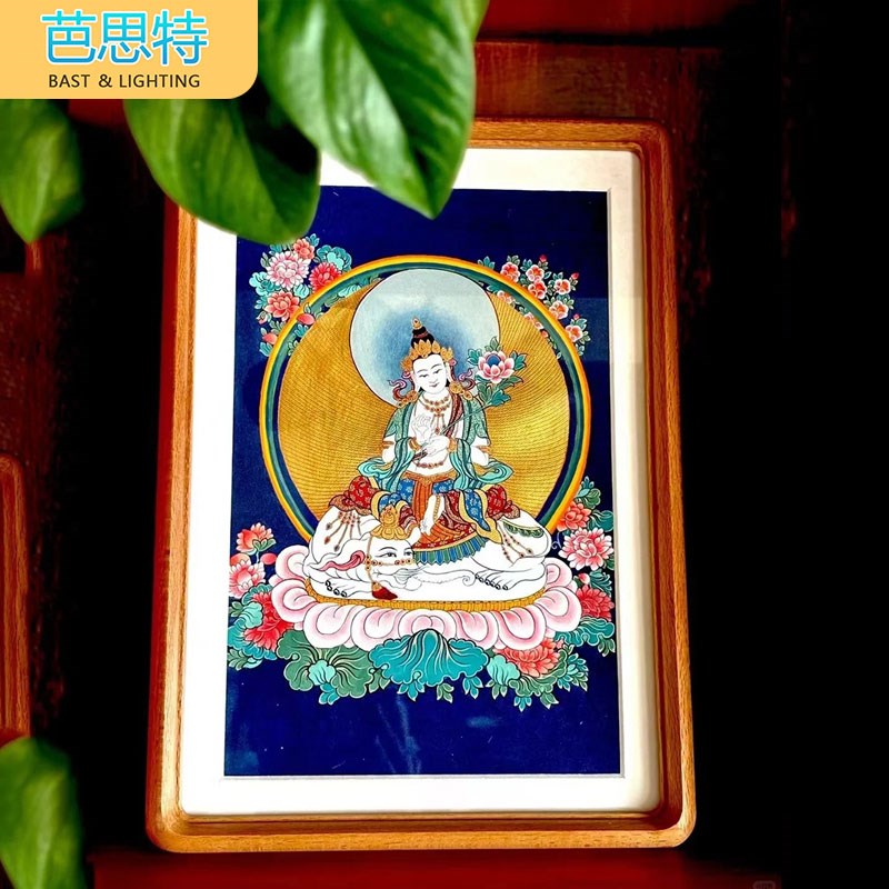 唐卡手绘diy桌摆7寸佛手数字油画西藏临摹临摹填色画描金纯棉画布