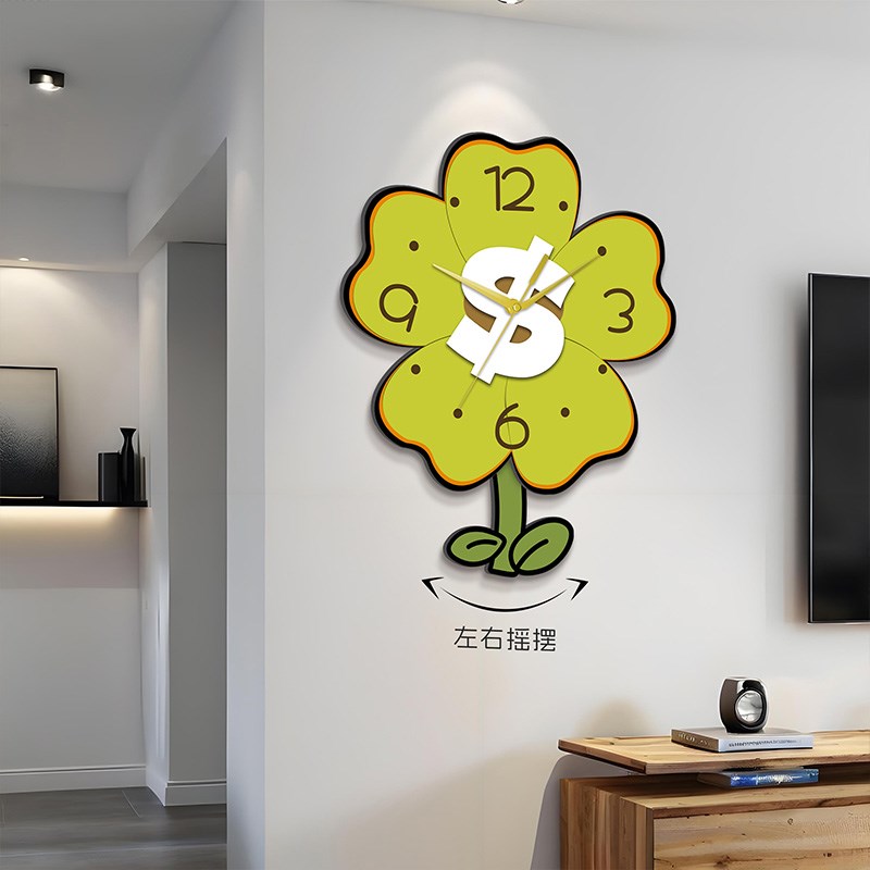 新款钟表挂钟客厅装饰挂墙时钟创意挂表家用静音摇摆石英钟免打孔