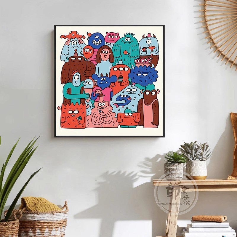Nina Dzyvulska插画儿童房装饰画简约卡通客厅背景玄关卧室书房画