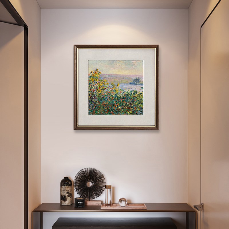 客厅挂画莫奈小众复古轻奢书房玄关沙发墙油画风格欧式风景装饰画图片