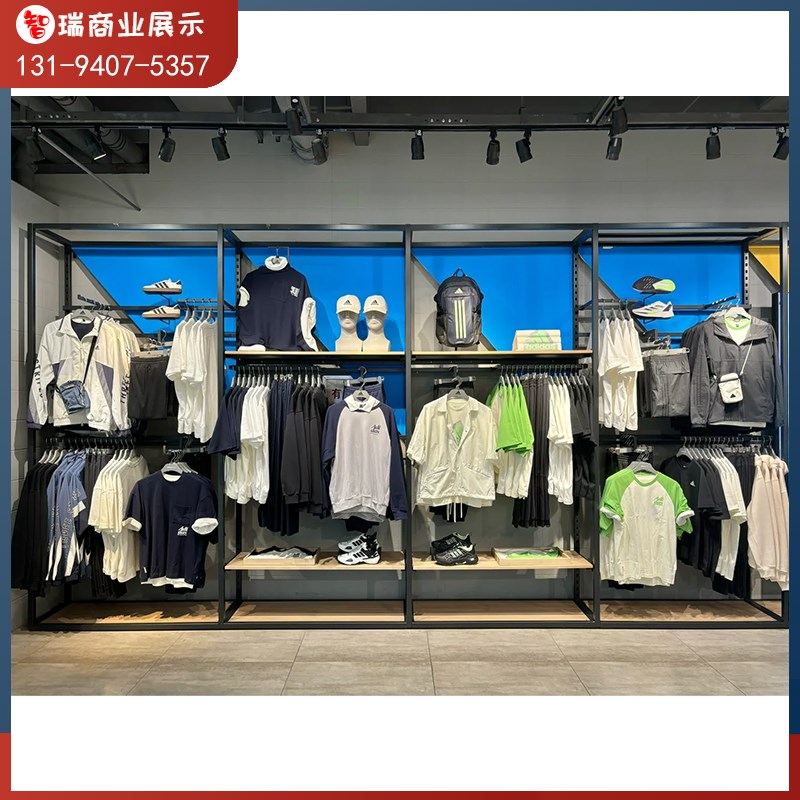 运动服装店展示架上墙陈列架多层户外运动男装货架道具商场直播间